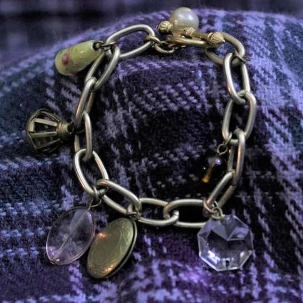 Locket Charm Glass Bracelet